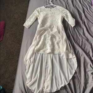 White sparkly formal dress.